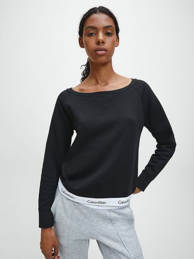 Calvin Klein Ruhák HU822711 | Calvin Klein Lounge Női Hosszú Ujjú Póló Fekete